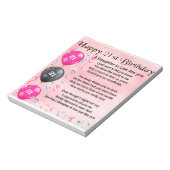 Tochter in Jurygedicht - 21. Geburtstag Notizblock (Rotiert)