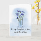 Tochter in Law Mütter Day Cornflowers Mason Jar Karte (Gelbe Blume)