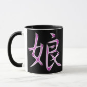 Tochter-japanisches Kanji-Kalligraphie-Symbol Tasse (Links)