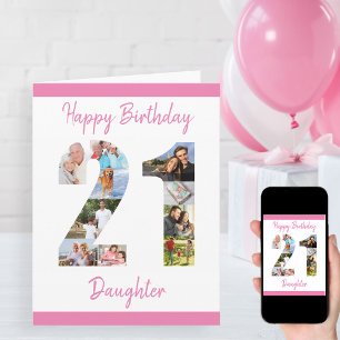 Tochter Nummer 21 Fotocollage Große 21. Geburtstag Karte