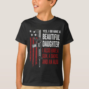 Tochter Pistole Schaufel Alibi - Lustige Mutter Va T-Shirt