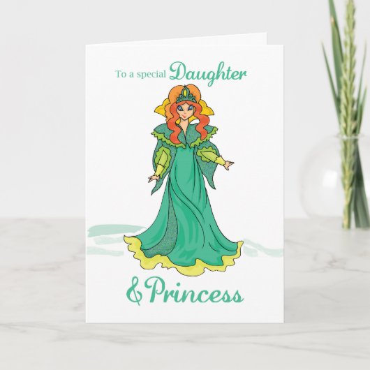 Tochter Prinzessin Birthday, Green Karte (Vorderseite)
