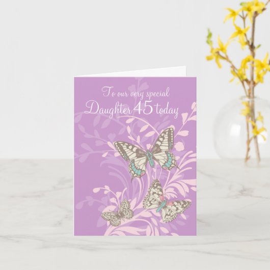 Tochter Schmetterlingkarte zum 45. Geburtstag Karte (Gelbe Blume)