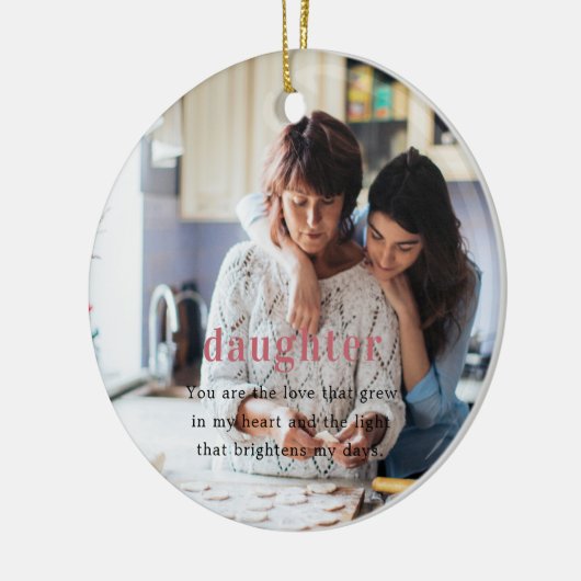 Tochter | Sentimental Foto Keepake Weihnachten Keramik Ornament (Links)