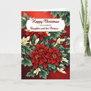 Tochter und ihr Partner Christmas Poinsettias Feiertagskarte