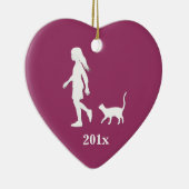 Tochter und Katze: Kleines Mädchen und ihr Kitty Keramik Ornament (Rechts)