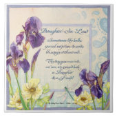 Tochter von Law Kalligrafie Gedicht Iris Watercolo Fliese (Vorderseite)