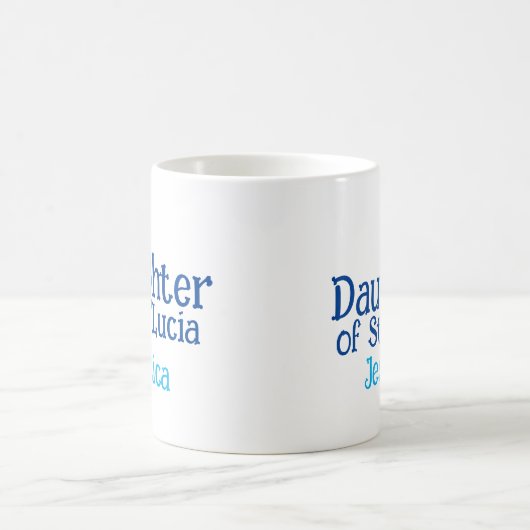 Tochter von St. Lucia | Anthem Phrase Blue Text Kaffeetasse (Mittel)