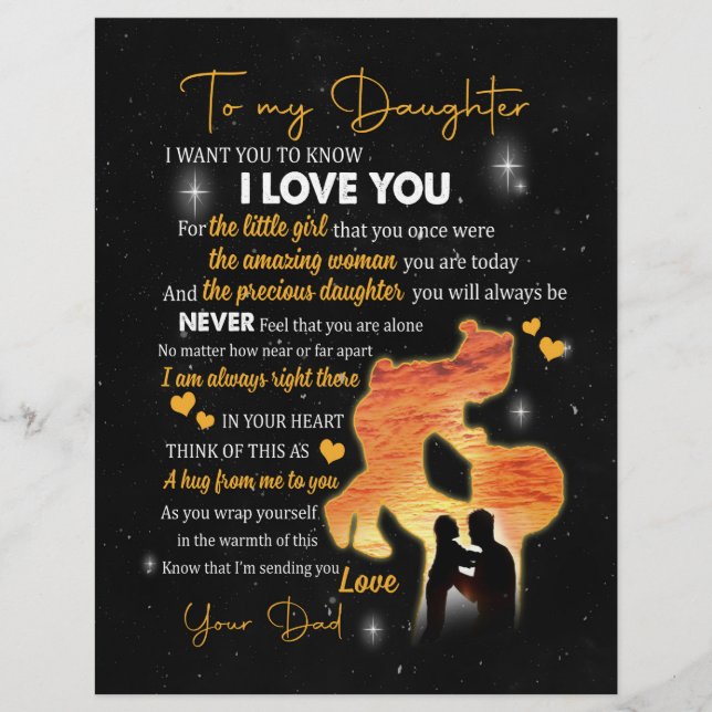 Tochtergeschenk |Brief an meine Tochter Liebe aus  Briefbogen (Vorderseite)