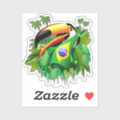 Toco Toucan mit brasilianischer Flagge Aufkleber (Blatt)