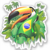 Toco Toucan mit brasilianischer Flagge Aufkleber (Vorderseite)