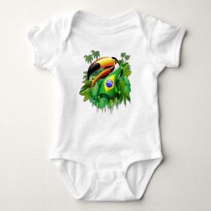Toco Toucan mit brasilianischer Flagge Baby Strampler