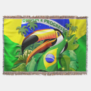 Toco Toucan mit brasilianischer Flagge Decke