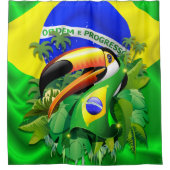 Toco Toucan mit brasilianischer Flagge Duschvorhang (Vorderseite)