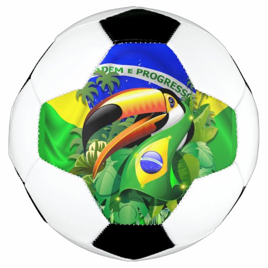 Toco Toucan mit brasilianischer Flagge Fußball (Vorderseite)