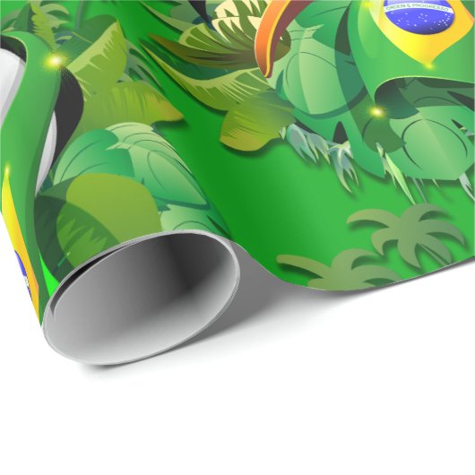 Toco Toucan mit brasilianischer Flagge Geschenkpapier (Rolleneckpunkt)