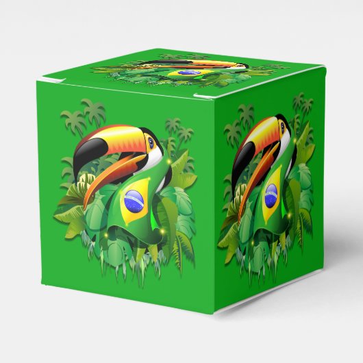 Toco Toucan mit brasilianischer Flagge Geschenkschachtel (Vorderseite)