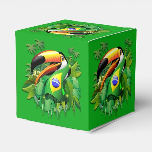 Toco Toucan mit brasilianischer Flagge Geschenkschachtel (Rückseite)