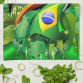 Toco Toucan mit brasilianischer Flagge Geschirrtuch (Gefaltet)