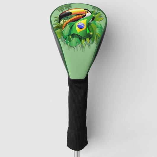Toco Toucan mit brasilianischer Flagge Golf Headcover (Vorderseite)