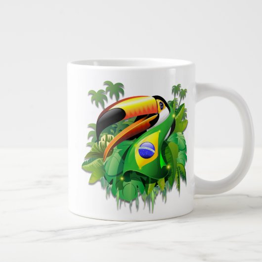 Toco Toucan mit brasilianischer Flagge Jumbo-Tasse (Rechts)