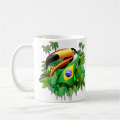 Toco Toucan mit brasilianischer Flagge Kaffeetasse (Links)