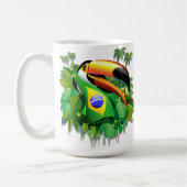 Toco Toucan mit brasilianischer Flagge Kaffeetasse (Links)