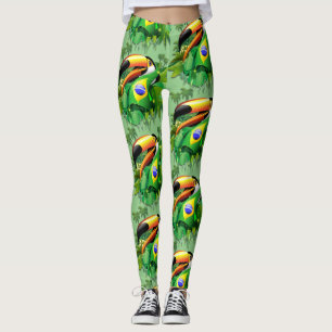 Toco Toucan mit brasilianischer Flagge Leggings