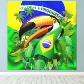 Toco Toucan mit brasilianischer Flagge Leinwanddruck (Insitu (Holzboden))