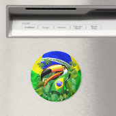 Toco Toucan mit brasilianischer Flagge Magnet (In Situ (Geschirrspüler))