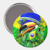 Toco Toucan mit brasilianischer Flagge Magnet (Vorderseite/Rückseite)