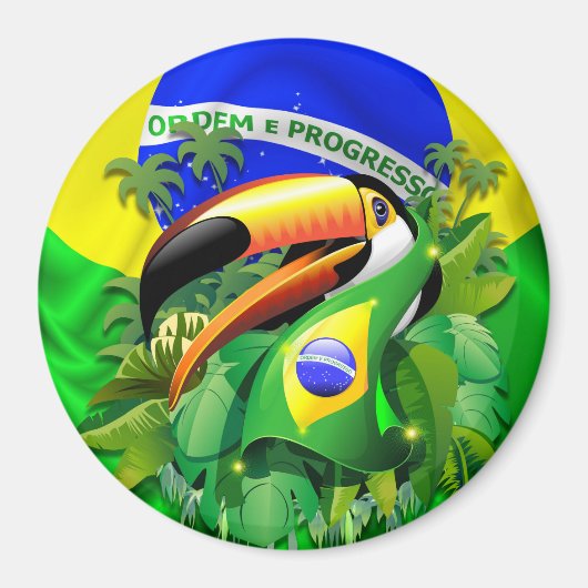 Toco Toucan mit brasilianischer Flagge Magnet (Vorne)