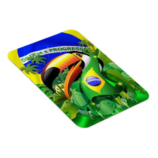 Toco Toucan mit brasilianischer Flagge Magnet (Rechte Seite)