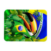 Toco Toucan mit brasilianischer Flagge Magnet (Horizontal)