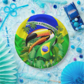 Toco Toucan mit brasilianischer Flagge Pappteller (Party)
