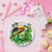 Toco Toucan mit brasilianischer Flagge Pappteller (Party)