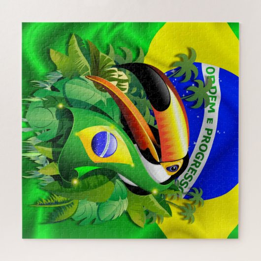 Toco Toucan mit brasilianischer Flagge Puzzle (Horizontal)