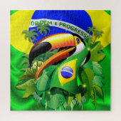 Toco Toucan mit brasilianischer Flagge Puzzle (Vertikal)
