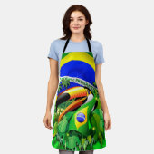 Toco Toucan mit brasilianischer Flagge Schürze (Getragen)