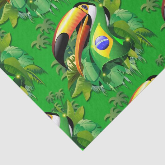 Toco Toucan mit brasilianischer Flagge Seidenpapier (Detail)