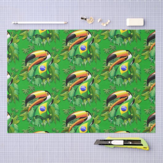 Toco Toucan mit brasilianischer Flagge Seidenpapier (Handwerk)