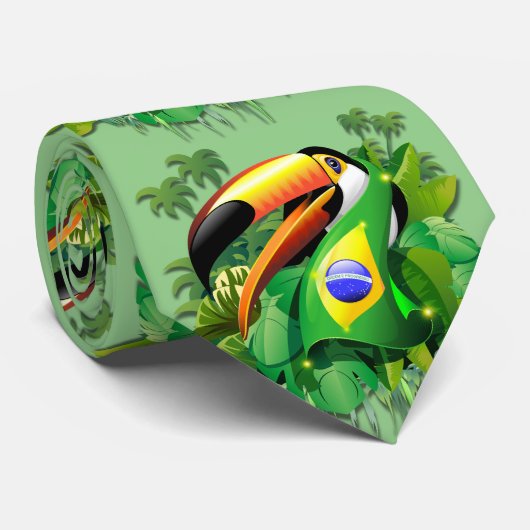 Toco Toucan mit Brasilien Flag Krawatte (Gerollt)