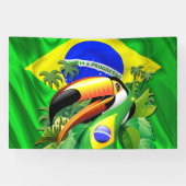 Toco Toucan mit Brasilien Flag Krawatte Banner (Horizontal)