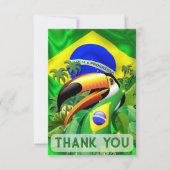 Toco Toucan mit Brasilien Flag Krawatte Dankeskarte (Vorderseite)