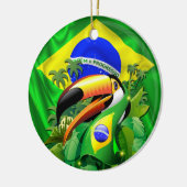Toco Toucan mit Brasilien Flag Krawatte Keramik Ornament (Links)