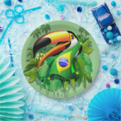 Toco Toucan mit Brasilien Flag Krawatte Pappteller (Party)