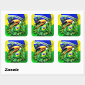Toco Toucan mit Brasilien Flag Krawatte Quadratischer Aufkleber (Blatt)