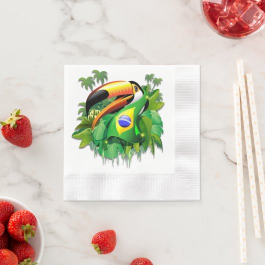 Toco Toucan mit Brasilien Flag Krawatte Serviette (Beispiel)