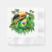 Toco Toucan mit Brasilien Flag Krawatte Serviette (Vorderseite)