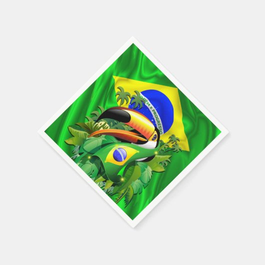 Toco Toucan mit Brasilien Flag Krawatte Serviette (Ecke)